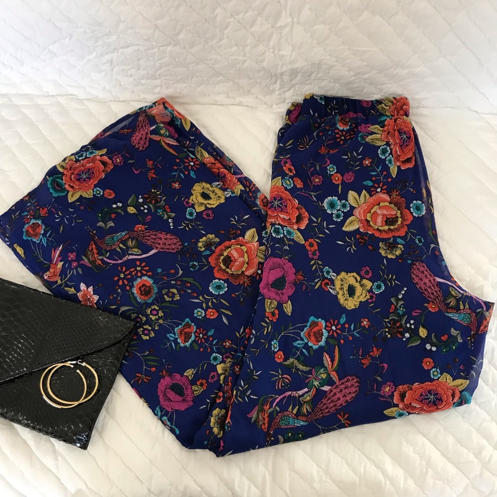 Floral wide leg pants